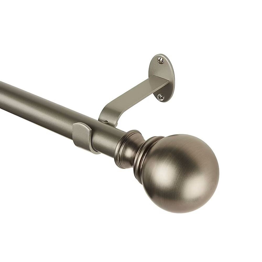 Elrene Cordelia Antique Pewter Iron Curtain Rod with Finials 28 to 48 in